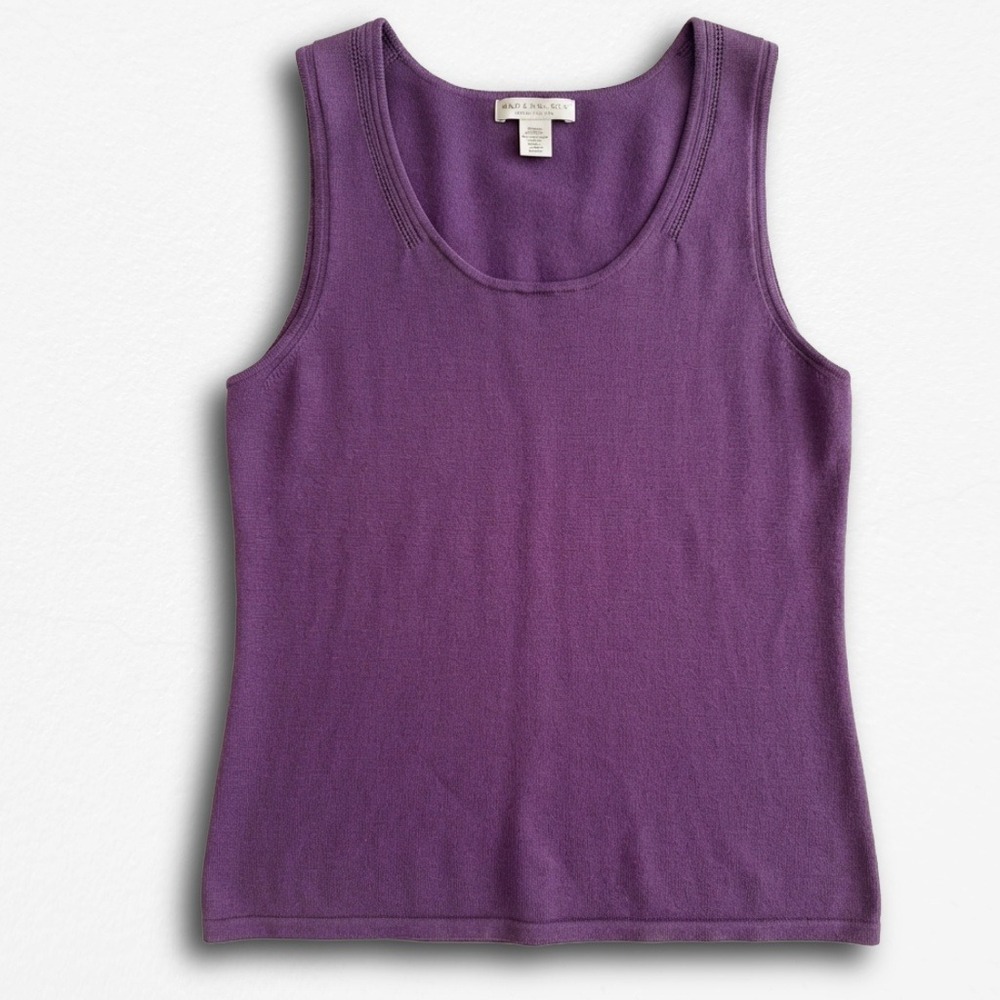 Coldwater Creek Purple Knit Shell Tank Top Scoop Neck Pointelle Size M 10-12
